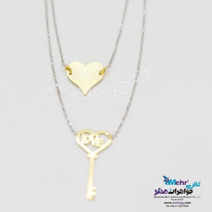 گردنبند طلا - طرح قلب و کلید-SM0372